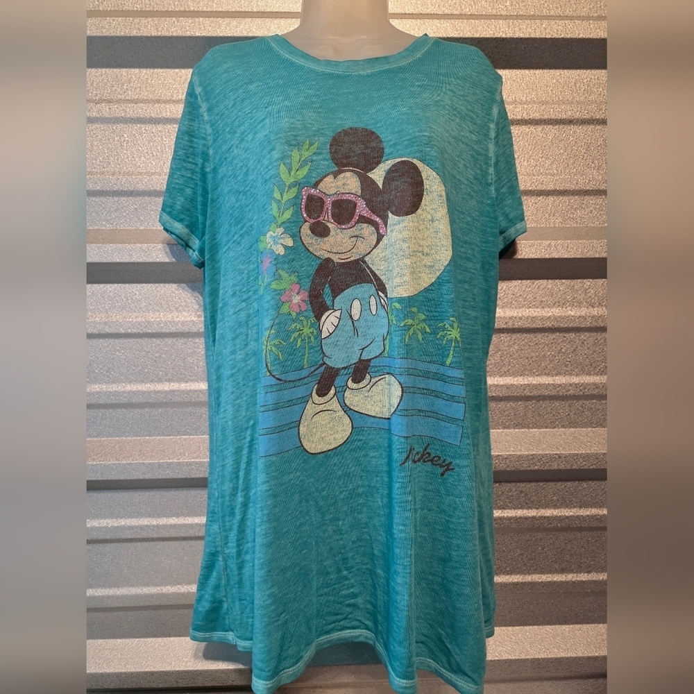 Disney Women's Mickey Mouse Teal Short Sleeve Tee